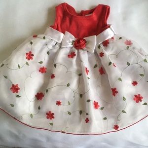 Youngland Baby Red & White Holiday Dress 12M